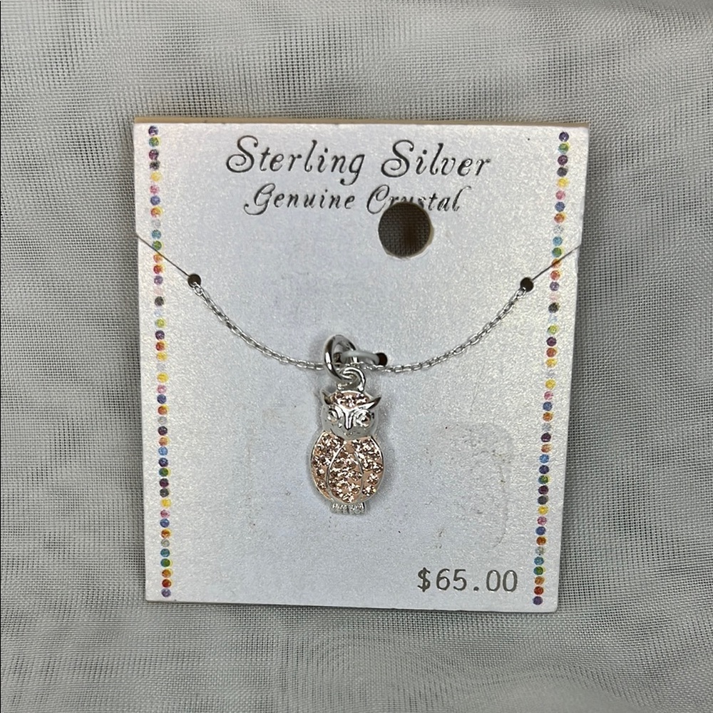 Sterling Silver & Crystal Owl Pendant Necklace